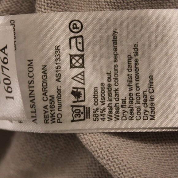 All Saints Reya Open Shoulder Cardigan Size XS Cream - Picture 6 of 6